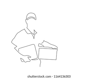 Deliver isolated line drawing, vector illustration design. Logistics collection.