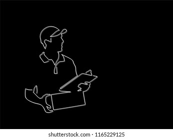 Deliver isolated line drawing, vector illustration design. Logistics collection.