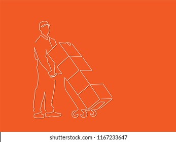 Deliver isolated line drawing, vector illustration design. Logistics collection.