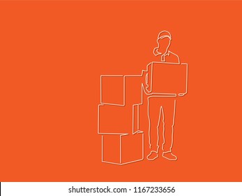 Deliver isolated line drawing, vector illustration design. Logistics collection.