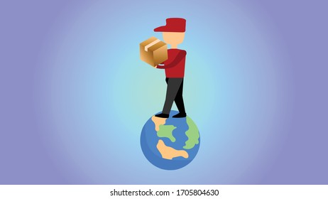 Deliver parcels around the world,  Safe delivery, vector, illustration