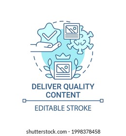 Deliver quality content concept icon. Viral content technique abstract idea thin line illustration. Publish relevant information. Driving sales. Vector isolated outline color drawing. Editable stroke