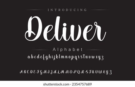 Deliver Vintage Brush Script Modern Font. Retro Typeface. Vector Illustration.