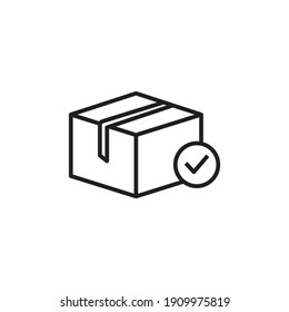 Diseño de icono de verificación de caja entregada. aislado en fondo blanco
