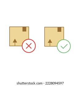 delivered cancelled and caution package vector icon