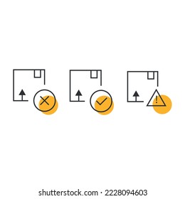 icono del vector del paquete de advertencia y cancelado