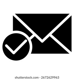 Delivered email icon. Mail envelope symbol. Message successfully sent. Vector communication design. EPS 10.