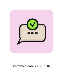 Delivered message line icon. Conversation, notification, confirmation. Communication concept. Vector 
illustration can be used for topics like social media, mobile messenger, technology