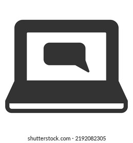 Ausgegebene Nachricht auf Laptop-Bildschirm - Symbol, Illustration auf weißem Hintergrund, glypischer Stil