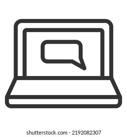 Mensaje entregado en la pantalla del portátil - icono, ilustración en fondo blanco, estilo de contorno