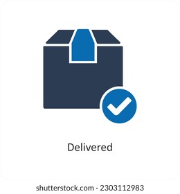 Delivered and parcel icon concept