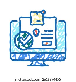 Vector de boceto de icono de doodle de Estado de paquete entregado. Muestra de Estado de paquete entregado. Ilustración de símbolo aislado