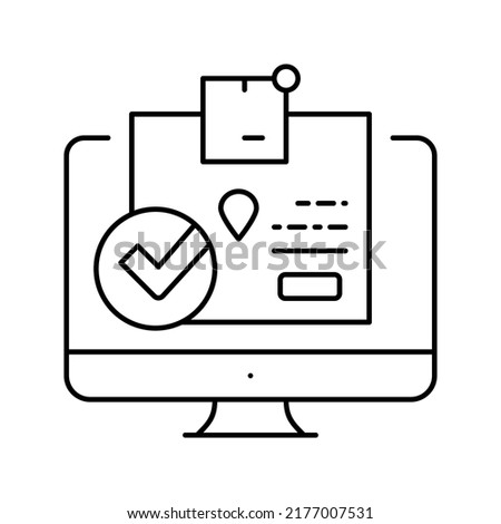 delivered parcel status line icon vector. delivered parcel status sign. isolated contour symbol black illustration