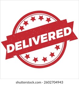 Delivered round stamp icon grunge distressed style.