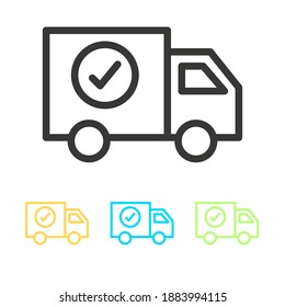 Delivered shipping distributed truck logistic line icon design illustration. eps 10. for your mobile, website application. or for your design element