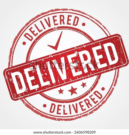 Delivered Stamp in Red Shade with Tick mark and Grunge Look