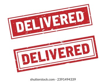 Delivered stamp sign red rectangle grunge style