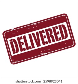 Delivered stamp sign red rectangle grunge style.