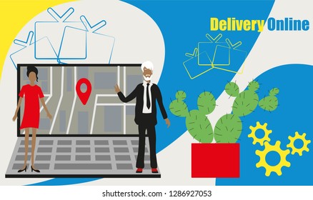 Deliveri online servis vector illustration concept, people,solve, can be used for, landing page, template, ui, web, mobile app, poster, banner, flyer