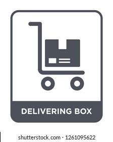 delivering box icon vector on white background, delivering box trendy filled icons from Delivery and logistic collection, delivering box simple element illustration