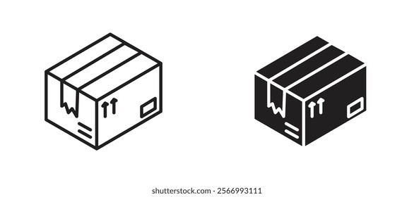 Delivering box icons in outline and fill. vector illustration for ui.