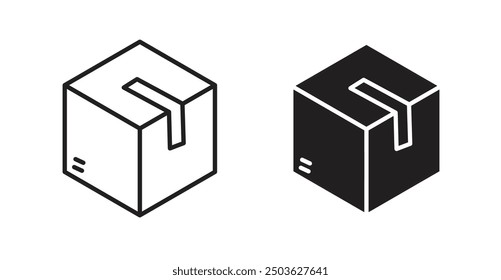 Delivering box vector icon in solid and outline style
