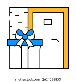 delivering gift line icon vector. delivering gift sign. isolated symbol illustration