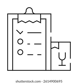 delivering list line icon vector. delivering list sign. isolated contour symbol black illustration