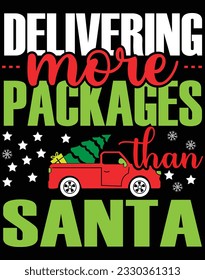 Delivering more packages than santa EPS file for cutting machine. You can edit and print this vector art with EPS editor.