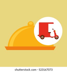delivering motorcycle food platter vector illustration eps 10
