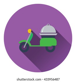 Delivering motorcycle icon. Flat design. Vector illustration.