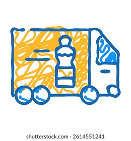 delivering oil truck doodle icon sketch vector. delivering oil truck sign. isolated symbol illustration