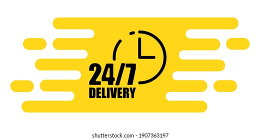 Delivery 24 7. Clock icon vector. Line symbol. Information icon vector. Vector illustration. Stock image. EPS 10.