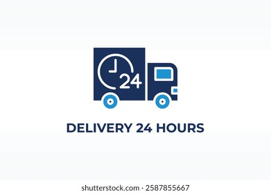 delivery 24 hours vector, icon or logo sign isolated symbol illustration