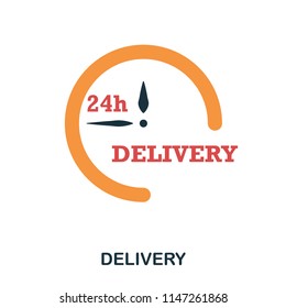 Delivery 24 icon. Mobile apps, printing and more usage. Simple element sing. Monochrome Delivery icon illustration