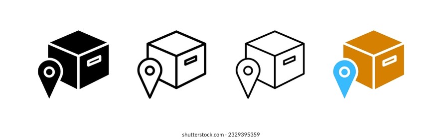 Delivery address. Different styles, color, delivery service. Vector icons.