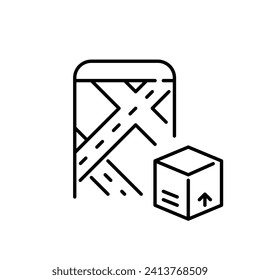 Delivery address. Map and parcel box. Pixel perfect icon