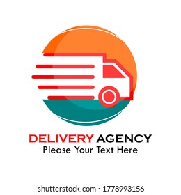 Delivery agency logo template illustration. suitable for logistics, market, brand, etc