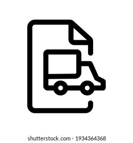 Delivery agreement or courier document outline icon isolated on white background