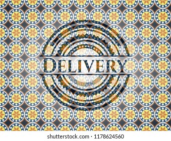 Delivery arabic emblem background. Arabesque decoration.