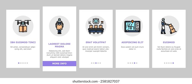 delivery autonomous robot onboarding mobile vector technology transport, vehicle transportation, industry autonomous automatic business delivery autonomous robot illustrations