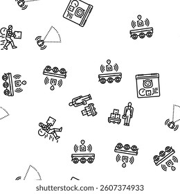 delivery autonomous robot vector seamless pattern thin line illustration