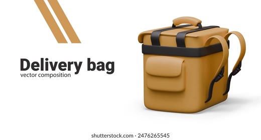Delivery bag. Rectangular box, thermal backpack for transporting cold and hot dishes