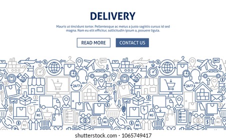 Delivery Banner Design. Vector Illustration of Line Web Concept.