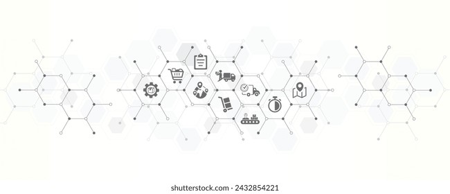 delivery banner with the website icons and symbol of courier express parcel order delivery transportation and shipment vector illustration with technology background