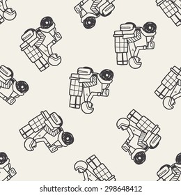 delivery bike doodle seamless pattern background