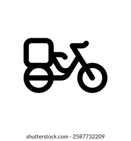 Delivery bike. Editable stroke vector icon.