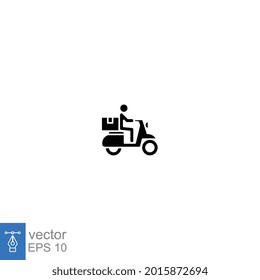 Delivery bike glyph icon. Courier Service man. shipping fast delivery man riding motorcycle. Track and trace processing. Fast delivery scooter Vector illustration design on white background EPS 10