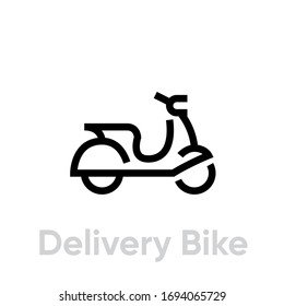 Delivery Bike icon. Editable line vector. Sign scooter for cargo transportation simple. Single pictogram.