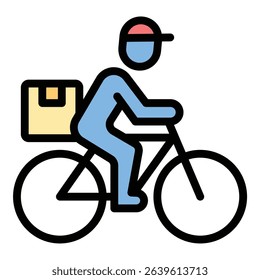 Delivery bike icon flat line style illustration representing fast and efficient transportation, suitable for courier services, food delivery, and logistics-related projects